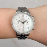 Fossil Neutra Two Tone Dial Silver Steel Strap Watch for Women - ES5357