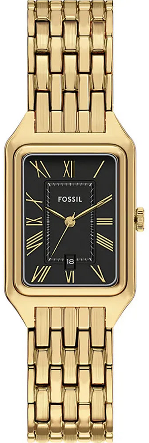 Fossil Raquel Black Dial Gold Steel Strap Watch for Women - ES5434