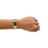 Fossil Raquel Black Dial Gold Steel Strap Watch for Women - ES5434