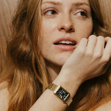 Fossil Raquel Black Dial Gold Steel Strap Watch for Women - ES5434