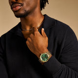 Fossil Everett Green Dial Gold Steel Strap Watch for Men- FS6090