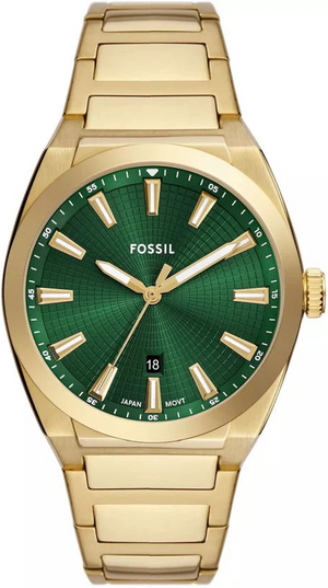 Fossil Everett Green Dial Gold Steel Strap Watch for Men- FS6090