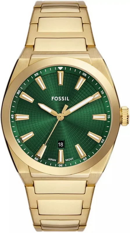 Fossil Everett Green Dial Gold Steel Strap Watch for Men- FS6090