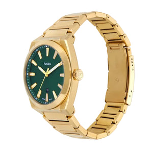 Fossil Everett Green Dial Gold Steel Strap Watch for Men- FS6090
