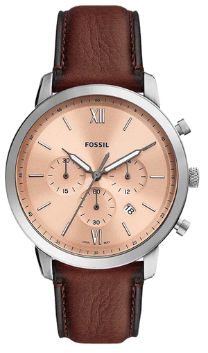 Fossil Neutra Pink Dial Brown Leather Strap Watch for Men - FS5982