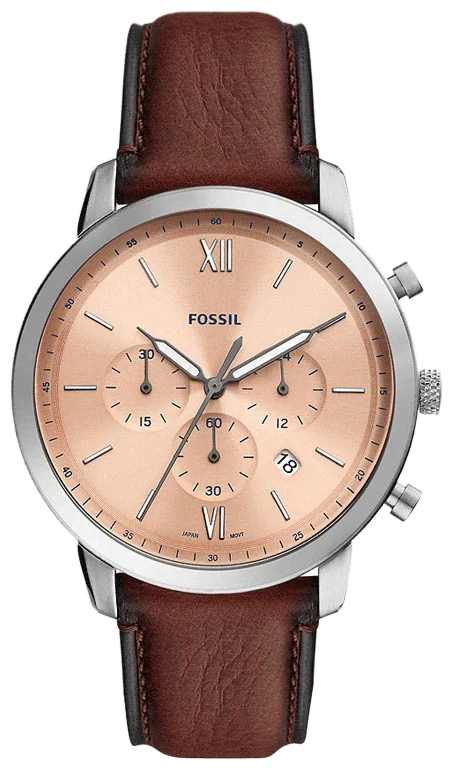 Fossil Neutra Pink Dial Brown Leather Strap Watch for Men - FS5982