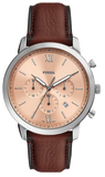 Fossil Neutra Pink Dial Brown Leather Strap Watch for Men - FS5982