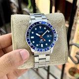Fossil GMT Blue Dial Silver Steel Strap Watch for Men - FS5991