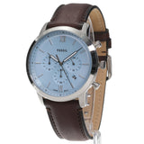 Fossil Neutra Sky Blue Dial Brown Leather Strap Watch for Men - FS6109