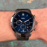 Fossil Neutra Blue Dial Silver Steel Strap Watch for Men - FS6111