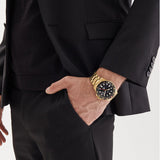 Fossil GMT Black Dial Gold Steel Strap Watch for Men - FS5990