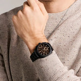 Fossil Machine Brown Dial Brown Leather Strap Watch for Men - FS6101