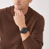 Fossil Machine Black Dial Black Steel Strap Watch for Men - FS5971