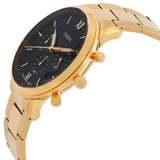 Fossil Neutra Black Dial Gold Steel Strap Watch for Men - FS6093