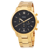 Fossil Neutra Black Dial Gold Steel Strap Watch for Men - FS6093