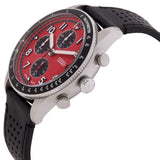 Fossil Tourer Red Dial Black Leather Strap Watch for Men - FS6086