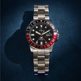 Fossil GMT Black Dial Silver Steel Strap Watch for Men - FS6092