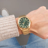 Fossil Everett Green Dial Gold Steel Strap Watch for Men- FS6090