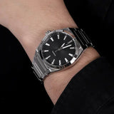 Fossil Everett Black Dial Silver Steel Strap Watch for Men- FS5821