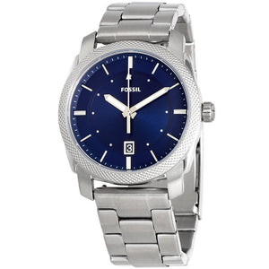 Fossil Machine Blue Dial Silver Steel Strap Watch for Men - FS5340