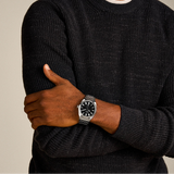 Fossil Everett Black Dial Silver Steel Strap Watch for Men- FS5821