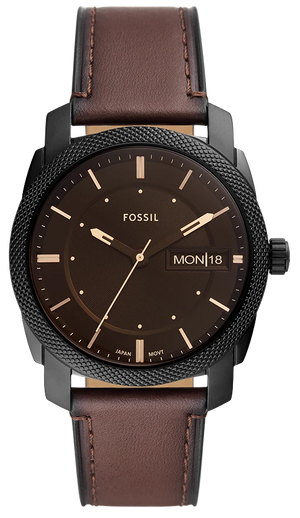 Fossil Machine Brown Dial Brown Leather Strap Watch for Men - FS5901