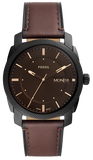 Fossil Machine Brown Dial Brown Leather Strap Watch for Men - FS5901