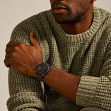 Fossil Machine Brown Dial Brown Leather Strap Watch for Men - FS5901