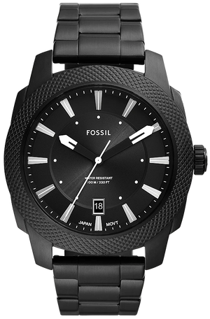 Fossil Machine Black Dial Black Steel Strap Watch for Men - FS5971