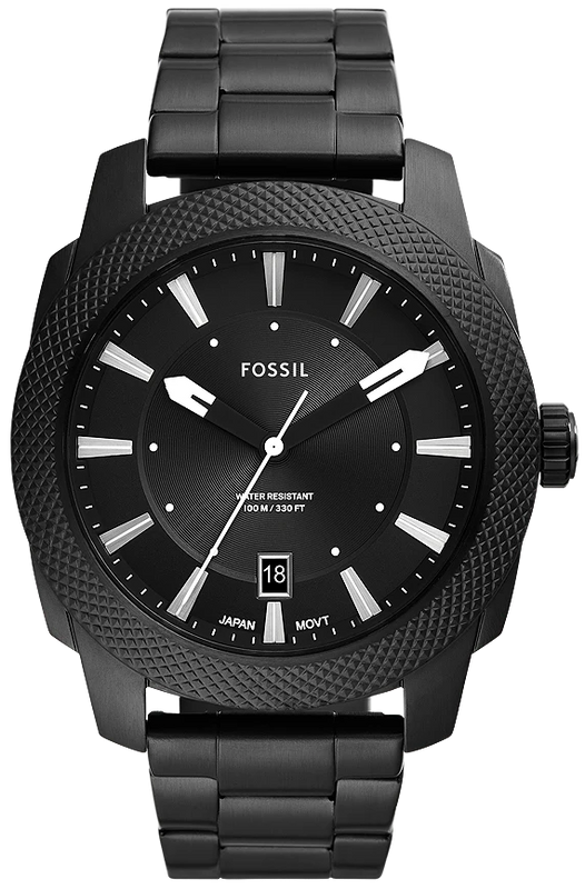 Fossil Machine Black Dial Black Steel Strap Watch for Men - FS5971