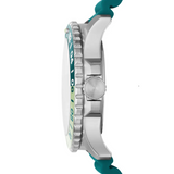 Fossil GMT Green Dial Blue Silicon Strap Watch for Men - FS5992