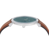 Fossil Minimalist Green Dial Brown Leather Strap Watch for Men - FS6094