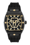 Philipp Plein Hexagon Phantom Black Dial Black Silicone Strap Watch For Men- PWPUA0224