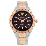 Versace Hellenyium GMT Black Dial Two Tone Steel Strap Watch for Men - V11040015
