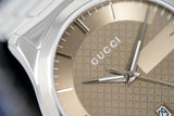 Gucci G Timeless Brown Dial Silver Steel Strap Watch For Men - YA126445