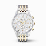 Hugo Boss Navigator Chronograph White Dial Two Tone Steel Strap Watch for Men - 1513499