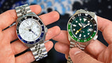 Seiko 5 Sports SKX GMT Automatic Green Dial Silver Steel Strap Watch For Men - SSK035K1