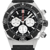 Breitling Super Chronomat B01 44 Black Dial Black Rubber Strap Watch for Men - AB0136251B1S1