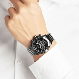 Hugo Boss Ikon Black Dial Silver Steel Strap Watch for Men - 1512965