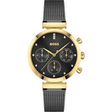 Hugo Boss Flawless Chronograph Black Dial Black Mesh Bracelet Watch for Women - 1502627