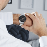 Hugo Boss Grand Prix Chronograph Black Dial Two Tone Steel Strap Watch for Men - 1513473