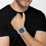 Hugo Boss Grandmaster Chronograph Blue Dial Silver Steel Strap Watch for Men - 1513884