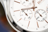 Hugo Boss Grand Prix Chronograph White Dial Brown Leather Strap Watch for Men - 1513475