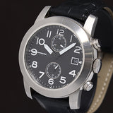 Marc Jacobs Larry Chronograph Black Dial Black Leather Strap Watch for Men - MBM5033