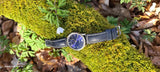 Emporio Armani Alpha Medium Blue Dial Blue Leather Strap Watch for Men - AR1848