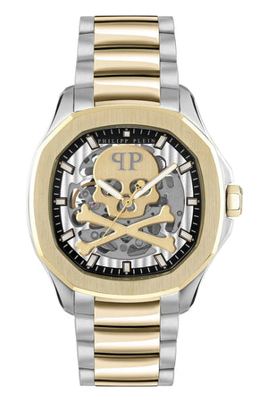 Philipp Plein High-Conic Automatic Gold Dial Silver & Gold Stainless Steel Strap Watch For Men - PWRAA0323