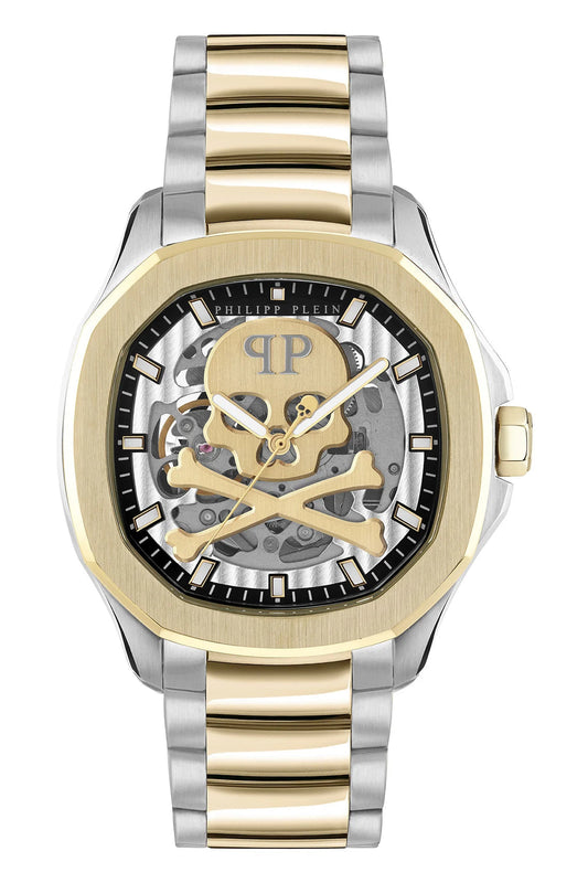 Philipp Plein High-Conic Automatic Gold Dial Silver & Gold Stainless Steel Strap Watch For Men - PWRAA0323