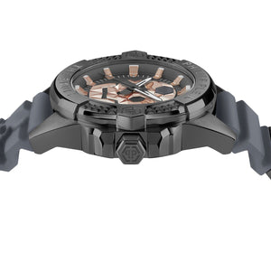 Philipp Plein The Skull Grey Dial Grey Stainless Steel Strap Watch For Men- PWAAA2324
