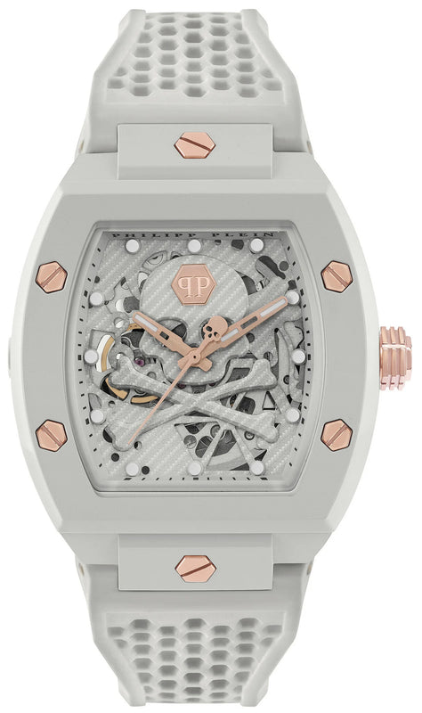 Philipp Plein The Skeleton White Dial White Silicone Strap Watch for Men - PWVBA0123