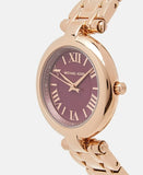 Michael Kors Laney Purple Dial Rose Gold Steel Strap Watch for Women - MKO1084